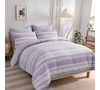 YZQGLHP Housse de Couette 200x200 Violet Parure de Lit Adulte Bande Reversible Housse Couette 110g Microfibre avec Fermeture Éclair et 2 Taies d'oreiller 65x65 cm