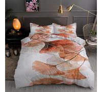 YZQGLHP Housse de Couette 220 x 240 Feuille de Ginkgo Parure de Lit Adulte 2 Personnes avec Fermeture Éclair avec 2 Taies d'oreiller 65x65 cm Literie Douce en Microfibre