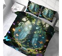 YZQGLHP Housse de Couette 220 x 240 forêt Parure de Lit Adulte 2 Personnes avec Fermeture Éclair avec 2 Taies d'oreiller 65x65 cm Literie Douce en Microfibre