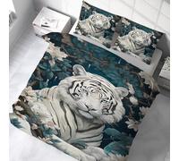 YZQGLHP Housse de Couette 220 x 240 Tigre Parure de Lit Adulte 2 Personnes avec Fermeture Éclair avec 2 Taies d'oreiller 65x65 cm Literie Douce en Microfibre