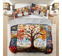 YZQGLHP Housse de Couette 220x240 Arbre de Vie Microfibre Parure de Lit 220x240 Adulte Style Pastoral Housse Couette 220x240 avec Fermeture éClair et 2 Taies d'oreiller 65x65