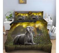 YZQGLHP Housse de Couette 220x240 Braque De Weimar - Decoration Animal, Parure de Lit 2 Personnes Braque De Weimar, Linge de Lit en Microfibre Douce avec Fermeture éclair, 2 Taies d'oreiller 65x65 cm