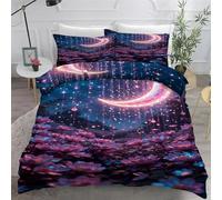 YZQGLHP Housse de Couette 220x240 Fleurs Parure de Lit Lune Microfibre 3 Pièces 3D Imprimée Parures de Lit avec Fermeture éclair Housses de Couettes et 2 Taies d'oreiller 65x65 cm