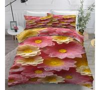 YZQGLHP Housse de Couette 220x240 Floral, Parure de Lit ChrysanthèMe, Microfibre 3 Pièces, 3D Imprimée Parures de Lit avec Fermeture éclair, Housses de Couettes et 2 Taies d'oreiller 65x65 cm