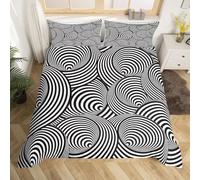 YZQGLHP Housse de Couette 220x240 Illusion D'Optique Parure de Lit GéOméTrique Microfibre 3 Pièces 3D Imprimée Parures de Lit avec Fermeture éclair Housses de Couettes et 2 Taies d'oreiller 65x65 cm