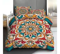 YZQGLHP Housse de Couette 220x240 Mandalas Parure de Lit Fleurs Ensemble de Literie Mandalas Motifs Linge De Lit Microfibre Douce et 2 Taies d'oreiller