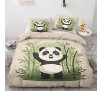 YZQGLHP Housse de Couette 220x240 Panda - Decoration Bambou, Parure de Lit 2 Personnes Panda, Linge de Lit en Microfibre Douce avec Fermeture éclair, 2 Taies d'oreiller 65x65 cm