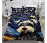 YZQGLHP Housse de Couette 220x240 Schnauzer Parure de Lit Style Japonais Microfibre 3 Pièces 3D Imprimée Parures de Lit avec Fermeture éclair Housses de Couettes et 2 Taies d'oreiller 65x65 cm