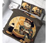 YZQGLHP Housse de Couette 240 x 260 Chat en Dessin animé Parure de Lit Adulte 1 Personnes avec Fermeture Éclair avec 2 Taies d'oreiller 65x65 cm Literie Douce en MicrofibreDéCoration