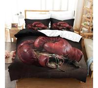 YZQGLHP Housse de Couette 240 x 260 Motif Boxe Parure de Lit 2 Personnes en Microfibre Gants de Boxe Rouges Housse Couette 240x260 avec Fermeture Éclair et 2 Taies d'oreiller 65x65
