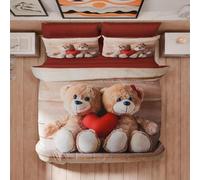 YZQGLHP Housse de Couette 240 x 260 Nounours Ours - Decoration Mignon, Parure de Lit 2 Personnes Nounours Ours, Linge de Lit en Microfibre Douce avec Fermeture éclair, 2 Taies d'oreiller 65x65 cm