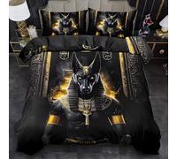YZQGLHP Housse de Couette 240x260 Anubis Parure de Lit 2 Personnes avec Zip Style Égyptien Microfibre Housse Couette 240x260 et 2 Taies d'oreiller 65x65