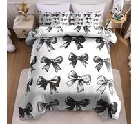 YZQGLHP Housse de Couette 240x260 NœUd Papillon, Parure de Lit RéTro, Microfibre 3 Pièces, 3D Imprimée Parures de Lit avec Fermeture éclair, Housses de Couettes et 2 Taies d'oreiller 65x65 cm