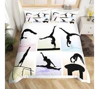 YZQGLHP Housse de Couette 90x190 Gymnaste Parure de Lit 90x190 avec Fermeture éClair Carreaux Multicolores Housses de Couettes et 2 Taies d'oreiller 65x65cm, Super Doux
