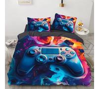 YZQGLHP Housse de Couette 90x190 Manette à dégradé Fluide Ensemble de Literie en Microfibre, Comprend 1 Couette avec Fermeture Éclair 2 Taies d'oreiller 65x65 Ambiance technologique futuriste