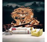 YZQGLHP Papier Peint Panoramique Arbre Papier Peint Mural Lion Enflammé Intissé Tapisserie Panoramique Photo 500x350 cm, pour Chambre Salon Bureau Personnalisé Décoration Murale