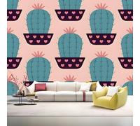 YZQGLHP Papier Peint Panoramique CœUrs Papier Peint Mural Cactus Intissé Tapisserie Panoramique Photo 100x100 cm, pour Chambre Salon Bureau Personnalisé Décoration Murale