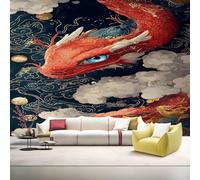 YZQGLHP Papier Peint Panoramique Dragon Chinois Rouge Papier Peint Mural Ethnique Intissé Tapisserie Panoramique Photo 100x70 cm, pour Chambre Salon Bureau Personnalisé Décoration Murale