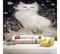 YZQGLHP Papier Peint Panoramique Flocons De Neige Papier Peint Mural Chat Sacré Intissé Tapisserie Panoramique Photo 500x350 cm, pour Chambre Salon Bureau Personnalisé Décoration Murale