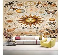 YZQGLHP Papier Peint Panoramique Papillon Papier Peint Mural Statue Du Dieu Soleil Intissé Tapisserie Panoramique Photo 300x210 cm, pour Chambre Salon Bureau Personnalisé Décoration Murale