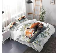 YZQGLHP Parure de Lit 200x200 cm Panda Roux Motif Imprimé Adult Housse de Couette 2 Personnes avec 2 Taies d'oreiller 65x65 cm