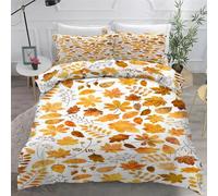 YZQGLHP Parure de Lit 90x190 Automnal, Housse de Couette Feuilles D'éRable, Microfibre 3 Pièces, 3D Imprimée Parures de Lit avec Fermeture éclair, Housses de Couettes et 2 Taies d'oreiller 65x65 cm