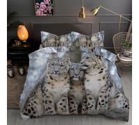 YZQGLHP Parure de Lit 90x190 Enfant Housse de Couette 135x200 PanthèRe des Neiges Enfant Housse de Couette avec Fermeture Éclair Parure de lit pour Sets avec 2 Taie d'oreiller 65x65 cm