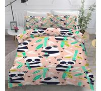YZQGLHP Parure de Lit 90x190 Panda De Dessin Animé, Housse de Couette Bambou, Microfibre 3 Pièces, 3D Imprimée Parures de Lit avec Fermeture éclair, Housses de Couettes et 2 Taies d'oreiller 65x65 cm