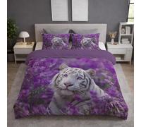 YZQGLHP Parure de Lit 90x190 Tigre du Bengale Housse de Couette Animaux Microfibre 3 Pièces 3D Imprimée Parures de Lit avec Fermeture éclair Housses de Couettes et 2 Taies d'oreiller 65x65 cm