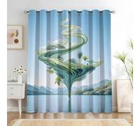 YZQGLHP Plantes Vertes Rideaux Occultants, L70 X H180cm, Paysages Naturels Rideaux (Lot de 2), Rideau Thermique Isolant Anti Froid et Chaleur,Adaptés à la Décoration de la Chambre et du Salon