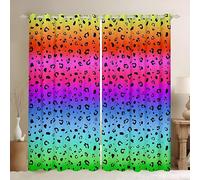 YZQGLHP Rideaux Occultants Imprimé Guépard Coloré, L70 X H180cm, Rideaux Faune Sauvage (Lot de 2), Rideau Thermique Isolant Anti Froid et Chaleur，Adaptés à la Décoration Chambre et du Salon