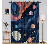 YZQGLHP Rideaux Occultants Planète, L70 X H180cm, Rideaux Cosmos Bleu Foncé (Lot de 2), Rideau Thermique Isolant Anti Froid et Chaleur,Adaptés à la Décoration de la Chambre et du Salon