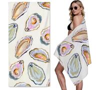 YZQGLHP Serviette de Plage Coquillage Drap de Plage HuîTres Serviette de Bain 100x200 cm, Séchage Rapide Anti Sable & Légère, pour Bord de Mer, Voyages, Sauna, Piscine