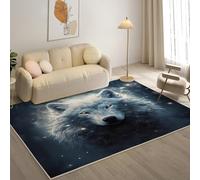 YZQGLHP Tapis pour Salon, Chambre, Véranda LumièRe des éToiles, Tapis Poils Courts Loup Arctique, Moquette Lavable et Antidérapant Doux Carpet Adapté à l Extérieur 120x170 cm