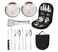 YZROHYI 10 Pièces Couverts Camping,Vaisselle Camping Inox,Couvert Pique Nique,Popote Camping 2 Personnes,Couverts Portables,Couvert de Table,Ensemble de Vaisselle Extérieur pour Barbecues Voyage