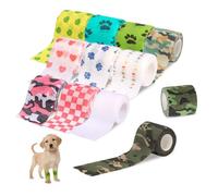 YZROHYI 12 Pièces Bandage Autoadhésif Animaux 5 CMx4.5 M,Bande Auto Adhesive Animaux,Bande Cohesive pour Chien,Pansement Chien Anti Lechage,Vet Wrap Bandage pour Chat Patte Elastique,Strap Doigt