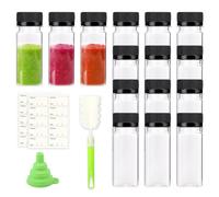 YZROHYI 15 Pièces Mini Bouteille Plastique 60 ml,Petite Bouteille Shot de Jus,Mignonette Vide,Ginger Shot Bottle,Bouteilles Yaourt à Boire avec Brosse et Entonnoir,Miniatures vide pour Whisky