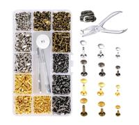 YZROHYI 180 Pièces Rivet Couture Décoratif 3 Tailles,Rivet Cuir a Frapper,Rivet Goujon,Set Bouton Pression,Rivet Tubulaire Double Capuchon,Rivets de Reliure à Tête Plate,Rivets Ensemble 4 Couleurs