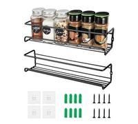 YZROHYI 2 Pièces Etagere Epices Cuisine Murale,Porte Epices Mural Adhesif,Rangement Epice Murale Sans Percage,Etagere Metallique Cuisine Frigo avec Autocollants et Vis,Etageres à Suspendre Frigo