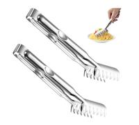 YZROHYI 2 Pièces Pince Cuisine Spaghetti Inox,Pince à Pâte Metal,Pince Alimentaire Cuisine,Pince de Service Salade,Pince à Viande Avec Poignées Cannelées,Pinces pour Sushi, Grillades Et Barbecue