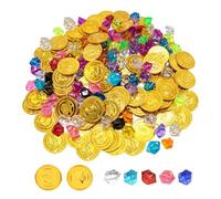 YZROHYI 200 Pièce de Trésor Pirate Enfant,Fausse Piece D Or Décoration,Piece en Chocolat Pirate,Pierres Précieuses de Pirates,Jouets Le Trésor de Chasse Avec 100 Pièces D'Or et 100 Précieuses