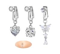 YZROHYI 3 Stück Falsch Bauchnabelpiercing Clip,Piercing Bauchnabel Chirurgenstahl,Belly Button Piercings,Bauchpiercing Fake,Hängendes Bauchnabelpiercing Ring,Bauch Nicht Piercing Schmuck für Damen