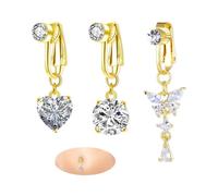 YZROHYI 3 Stück Falsch Bauchnabelpiercing Clip,Piercing Bauchnabel Chirurgenstahl,Belly Button Piercings,Bauchpiercing Fake,Hängendes Bauchnabelpiercing Ring,Bauch Nicht Piercing Schmuck für Damen