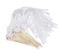 YZROHYI 30 Pièces Baguette Ruban Mariage,Serpentin Mariage Baguette,Baton de Ruban avec Cloches,Baton Clochette Mariages,Baguette de Banderole avec Dentelle,Baguettes Magiques à Decorer,Batons Ribbon