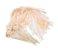 YZROHYI 30 Pièces Baguette Ruban Mariage,Serpentin Mariage Baguette,Baton de Ruban avec Cloches,Baton Clochette Mariages,Baguette de Banderole avec Dentelle,Baguettes Magiques à Decorer,Batons Ribbon