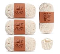 YZROHYI 4 Pièces Fil Corde Macramé 4 X 100 G,Fil Tee Shirt Amigurumi Pour Trapilho Crochet,Tricoter Tressé à Crocheter pour Débutant, Artisanat, Tapisserie