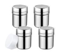 YZROHYI 4 Pièces Saupoudreuse Sucre Glace,Saupoudreuse Cacao Inox,Fromage Saupoudreuse Chocolat avec Couvercle,Distributeur Sucre Glace,Saupoudreur Farine Tamis,Boite Sucre Glace,Saupoudreur à Epices