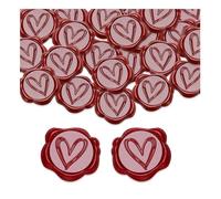 YZROHYI 50 Pièces Sceau de Cire Autocollant,Cachet de Cire Mariage,Sceau Enveloppe Mariage,Timbre Cire Cacheter,Tampon Cire Autocollant Coeur,Vintage Sceau de Cire AdhéSif pour Emballage Cadeau