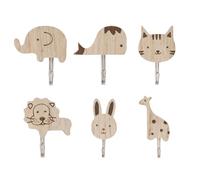 YZROHYI 6 Pièces Patere en Bois Animaux,Porte Manteau Mural Bois Animaux,Patères Adhésives Chambre,Patère Autocollante Salle de Bain,Porte Serviette Murale Sans Percage,Crochet Adhesif Mural