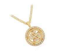 YZROHYI Collier Hip Hop Chaine de Rappeur,Chaîne Plaqué avec Signe Dollar,Collier Dollar Bling Bling,Chaine Hiphop Homme,Chaine Dollar Deguisement,Accessoires de Rappeur pour Hommes, Femmes - Or